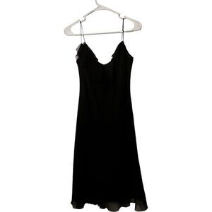 A.B.S. by Allen Schwartz Black Ruffle Slip Dress Size 8 Vintage Old Money